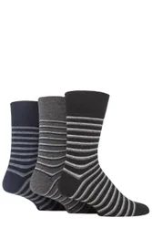 Mens 3 Pair Cotton Argyle Patterned and Striped Socks Varied Stripe Black / Navy / Charcoal 6-11 Mens - Multi Coloured - Size: 6-11 Mens