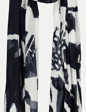 Tuch mit Blumen-Schrift-Muster Schwarz - monari - FashionsVida