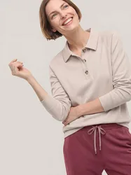 Baumwollstretch Polo, #normale Größen, Farbe Beige, 42, hautsympathische Baumwolle bequem dank Elasthan Damen
