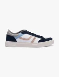 Faux Leather Lace Up Trainers Blue Mix male