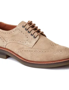 Hatfield Leather Mens Sand Brogues Shoes - Tan - Size Uk 10 - Base london - FashionsVida