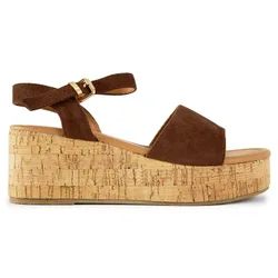 Womens Vegan Gotu Cork Wedge Sandals - Brown - Size Uk 9