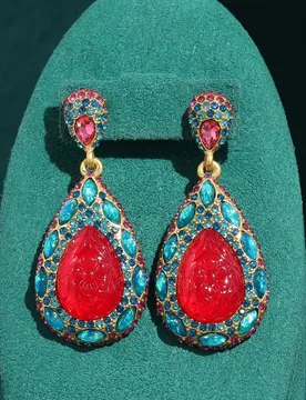 Vintage Red Glass Opal Blue Water Droplet Drop Earrings Luxury Antique Art Deco Gold Color Rhinestone Jewelry Brand Quality Gift - Aliexpress - FashionsVida