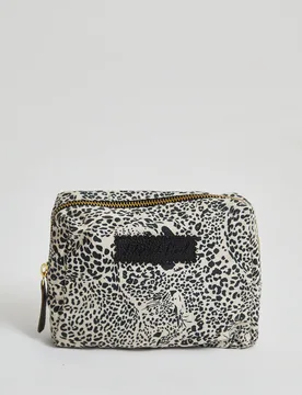 Maya Hidden Leopard Print Cosmetic Bag In Cream - One Size - Lily and Lionel London Limited - FashionsVida