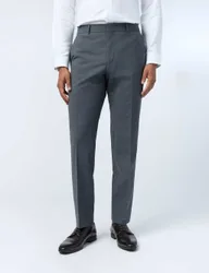 Slim Fit Wool Rich Flat Front Performance Trousers Charcoal male