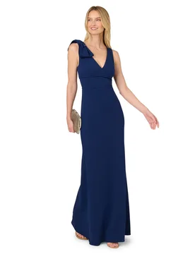 Womens Mermaid Crepe Dress - Blue - Size 20 Uk - Adrianna Papell - FashionsVida