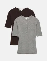 Pack Ribbed Knitted Tops with Wool Multi female