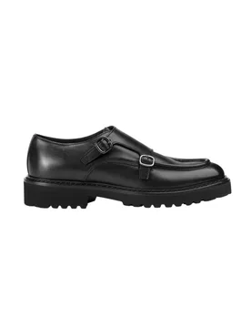 Scarpe stringate basse uomo - doppia fibbia bordata deco' t.moro +f.do moro - nero - DOUCAL'S - FashionsVida