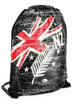 New Zealand Drawstring Bag Black / Red One Size unisex - TURBO - FashionsVida