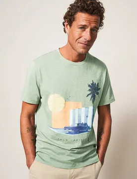 Fairtrade Palm Springs Graphic Tee - White stuff - FashionsVida