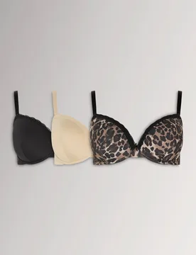 Women's Leopard Padded T-Shirt Bras Size: 48DD - Multicolor - Size: 48DD - Yours - FashionsVida