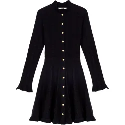 Vestido corto de punto 100% algodón calado con botones