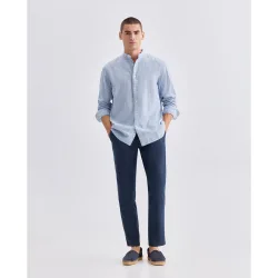 Pantalón chino con cintura elástica y cordón de lino de hombre