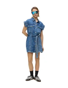 Karl Jeans Vestito Corto A Maniche Corte B2w1305 Mid Blue Stone M - Lagerfeld - FashionsVida