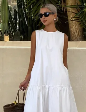 Vestido largo suelto sin mangas para mujer, vestidos de sol estilo vacaciones para mujer verano, para mujeres altas Tall L - Shein - FashionsVida
