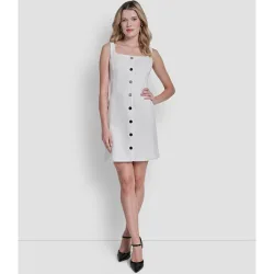 Vestido mini con detalle de botones metalizados