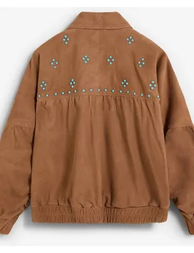 Cazadora de piel de mujer bomber con detalles de studs - Scalpers - FashionsVida