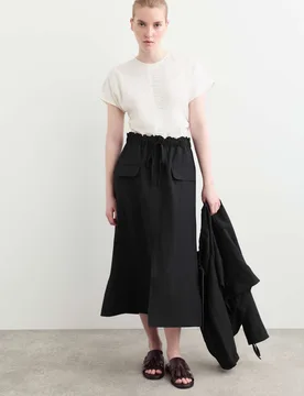 Wool Rich Midi A-Line Skirt Black female - Jaeger - FashionsVida