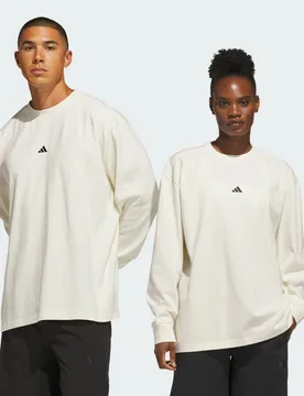 T-SHIRT BASKETBALL SINGLE JERSEY LONG SLEEVE L Off White - Adidas - FashionsVida