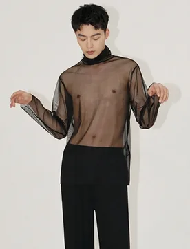 Night Club Vest Men Mesh Transparent Sexy Bottoming Shirt Mens Lace Fishing Net Long-sleeved T-shirt Gym Male Exotic Tank Tops - Aliexpress - FashionsVida