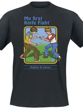 T-Shirt - My First Knife Fight - S bis 4XL - für Männer - Größe XXL - schwarz - Männer - male - Steven Rhodes - FashionsVida