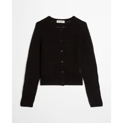 Ajour cardigan regular mezcla de algodón y lino