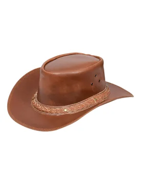 Mens Cowboy Outback Vintage Leather Aussie Hat - - Size: XL - Infinity - FashionsVida
