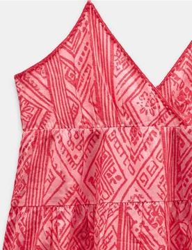 Vestido largo 100% algodón de tirantes con estampado geométrico - Parfois - FashionsVida