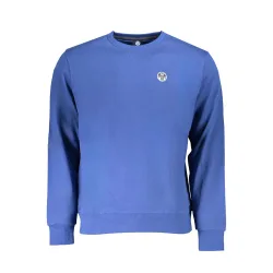 Mens Crew Neck Sweatshirt Classic Fit - Medium Blue Cotton - Size Small