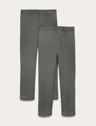 Pack Boys' Skinny Leg School Trousers (2-18 Yrs) Grey male