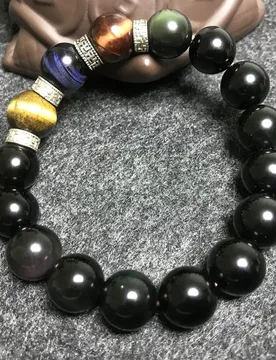 Mm Natural Black Obsidian Rainbow Yellow Tiger Eye Stone Men's Bead Bracelet - Aliexpress - FashionsVida