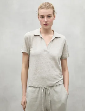 Camiseta de mujer de manga corta y cuello camisa - Ecoalf - FashionsVida