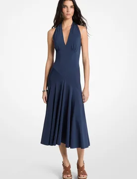 Vestido midi de punto elástico con cuello halter - MICHAEL Michael Kors - FashionsVida