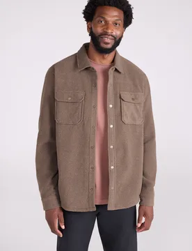 Dresden Mens Twill Fleece Shirt - Brown - Brown - Size: XS - Mountain Warehouse - FashionsVida