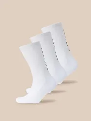 Unisex 3 Pack Crew Socks - White 4-6.5 unisex
