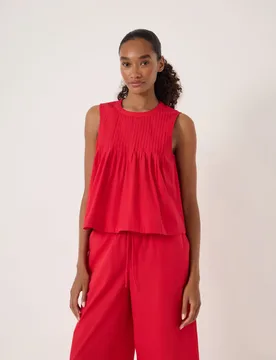Pure Cotton Pintuck Top Red female - hush - FashionsVida