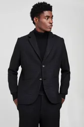 Herren Gerade geschnittener Bouclé Einreihiger Blazer Black Größe 38