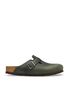 Boston Oiled Leather Footbed Clog Mules Green female - Birkenstock - FashionsVida