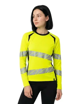 T-shirt à Manches Longues Accelerate Safe 19091 Hi-Vis Yellow / Dark Navy S - MASCOT - FashionsVida