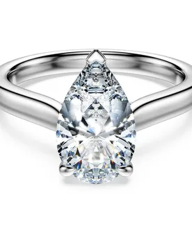 Anello solitario Eternity, Diamanti creati in laboratorio 2 ct tw, Taglio Pear, Oro bianco 18 K 50 - Swarovski - FashionsVida
