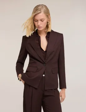 Blazer de mujer de mezcla de lino y liocel cuello de solapa con cierre de un solo botón - Motivi - FashionsVida