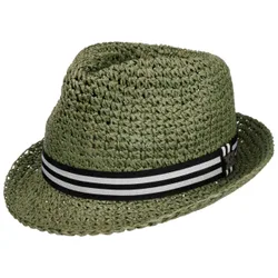 Honalo Trilby Crochet Straw Hat by - olive - Herren - Size: L/XL (58-60 cm)