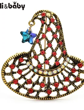 Wuli&baby Vintage Witch Hat Brooches For Women Unisex 2-color Metal Rhinestone Cut-out Star Hat Halloween Brooch Pins - Aliexpress - FashionsVida