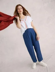 Pure Linen Trousers Dark Blue female