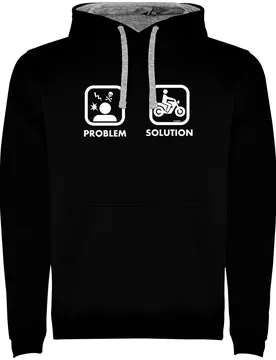 Felpa Con Cappuccio Problem Solution Ride Two-colour Black / Grey - Kruskis - FashionsVida