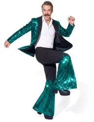 Disco Kostüm Herren Türkis hochwertig - male