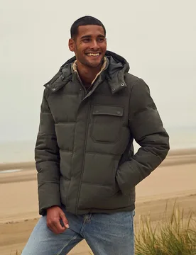 Fistral Mens Padded Jacket - Green - Animal - FashionsVida