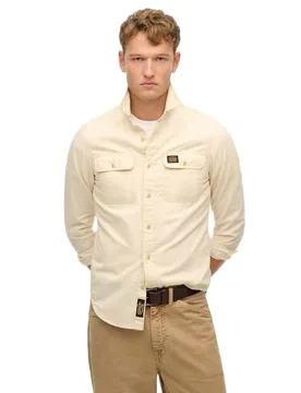 Chemise à Manches Longues Cotton Workwear Oyster Grey 2XL - Superdry - FashionsVida