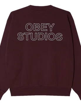 Felpe studios faded crew fleece - winetasting faded wash - OBEY - FashionsVida