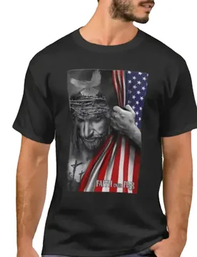 Faith Over Fear God Jesus Christian Flag Printed T-Shirt. Summer Cotton Short Sleeve O-Neck Mens T Shirt New S-3XL - Aliexpress - FashionsVida